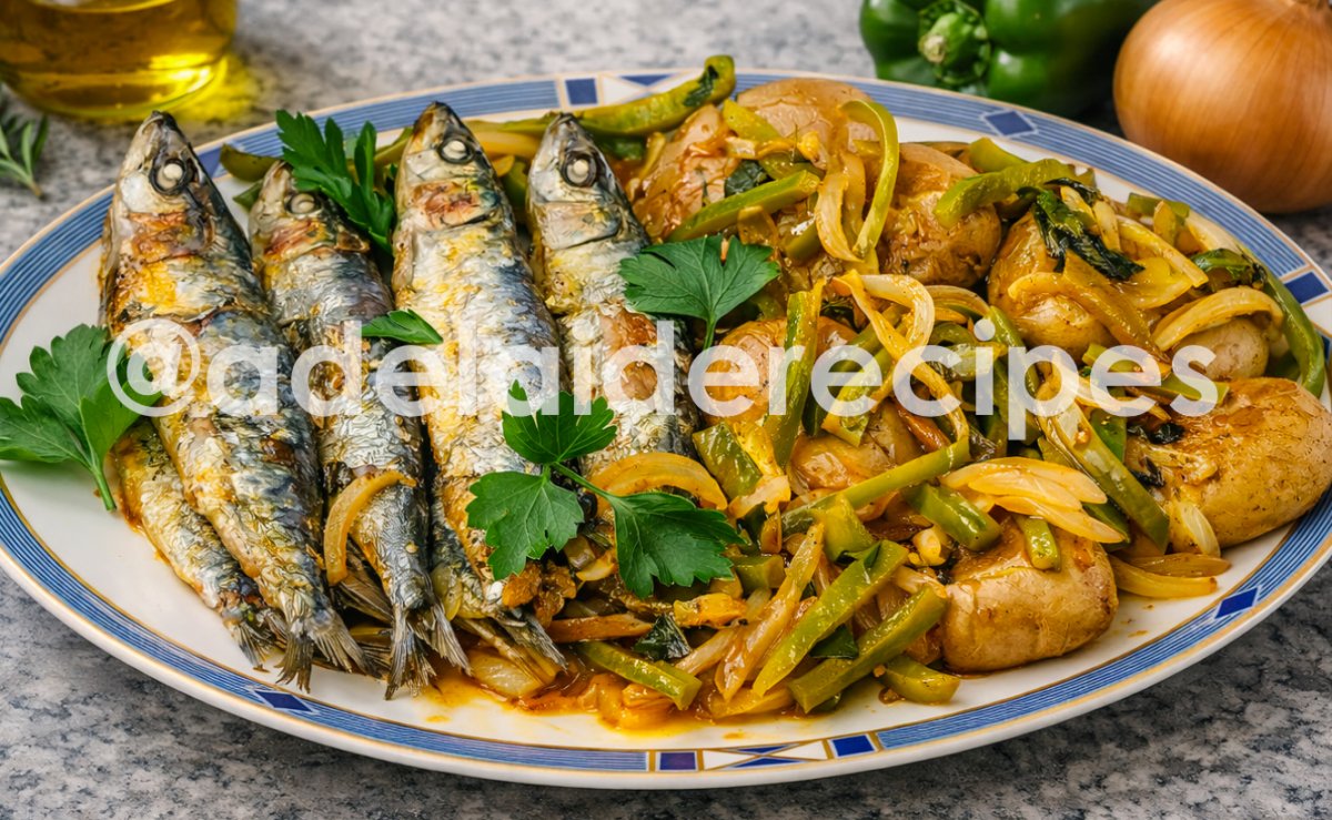 Baked Sardines with Baked Potatoes and Onion | Traditional Portuguese Recipe