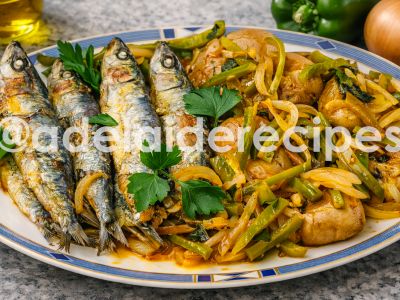 Baked Sardines with Baked Potatoes and Onion | Traditional Portuguese Recipe