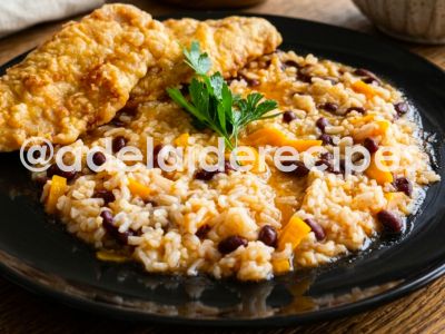 Filetes de Pescada com Arroz de Feijão Malandrinho à Portuguesa